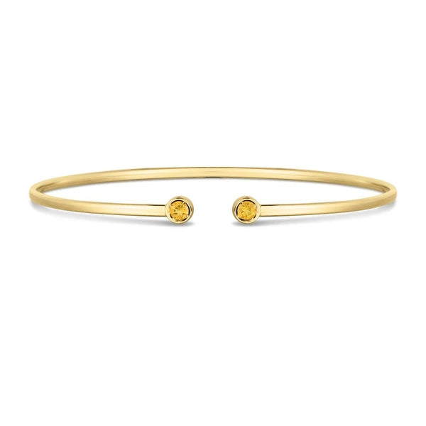 14K Citrine Open Cuff Bangle