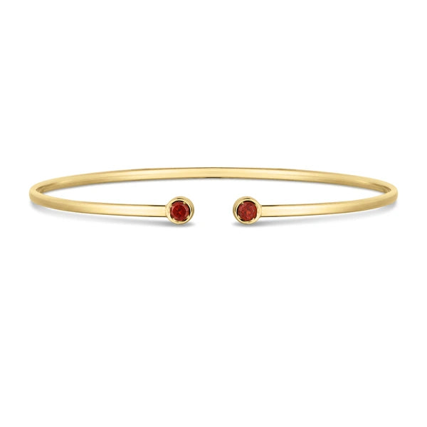 14K Garnet Open Cuff Bangle