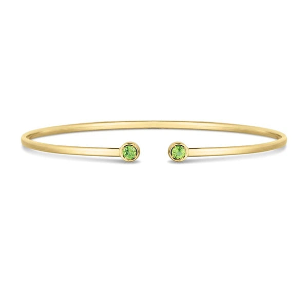 14K Peridot Open Cuff Bangle