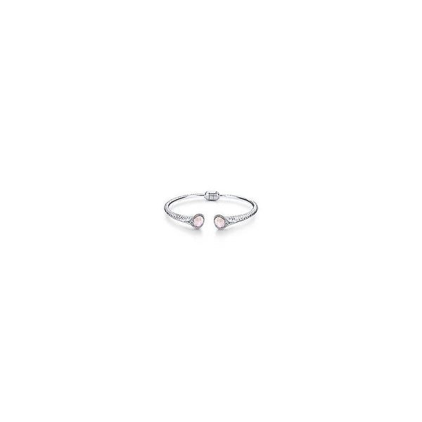 925 Silver Rock Crystal & Pink Mother Pearl Bangle
