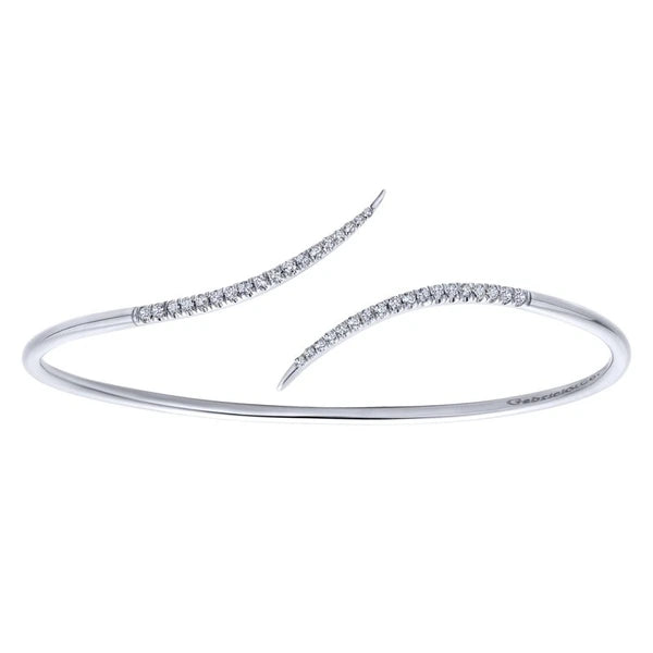 14k White Gold Diamond Open Pave Bangle
