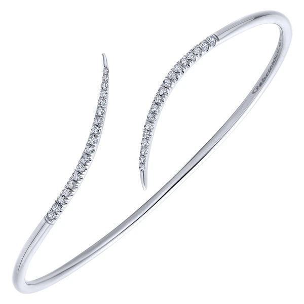 14k White Gold Diamond Open Pave Bangle
