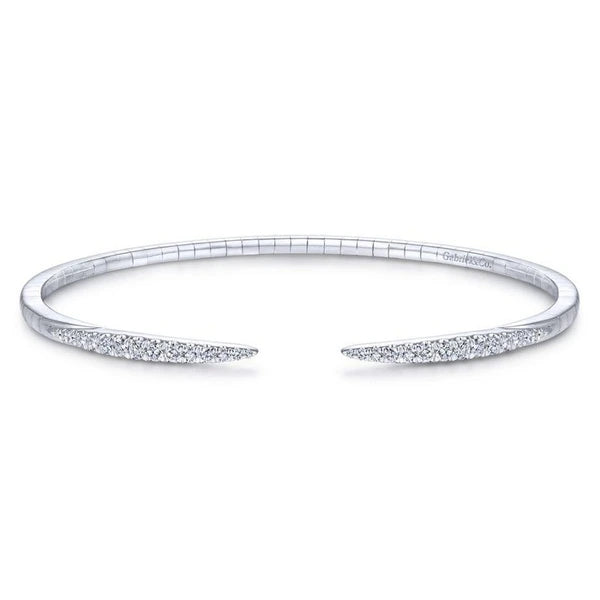 14K White Gold Split Diamond Spike Bangle