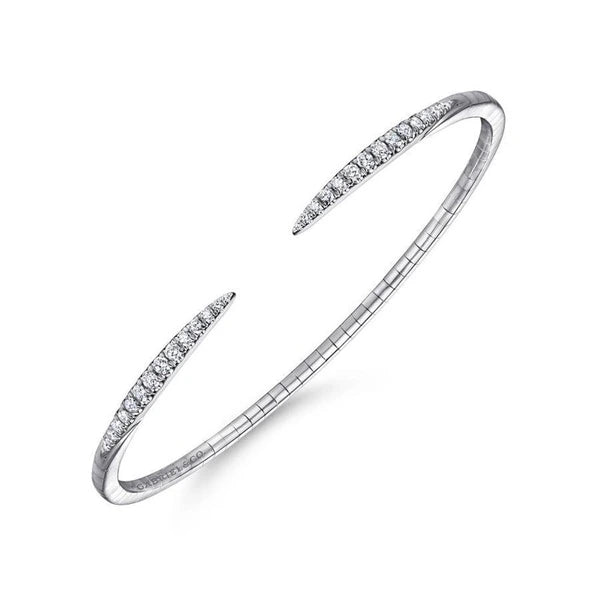 14K White Gold Split Diamond Spike Bangle