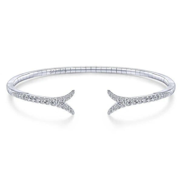 14K White Gold Split Diamond Bangle