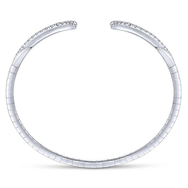 14K White Gold Split Diamond Bangle