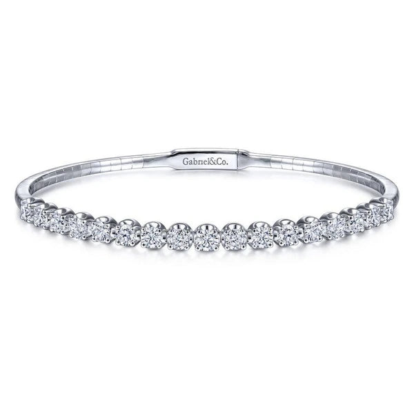 14K White Gold Diamond Bangle