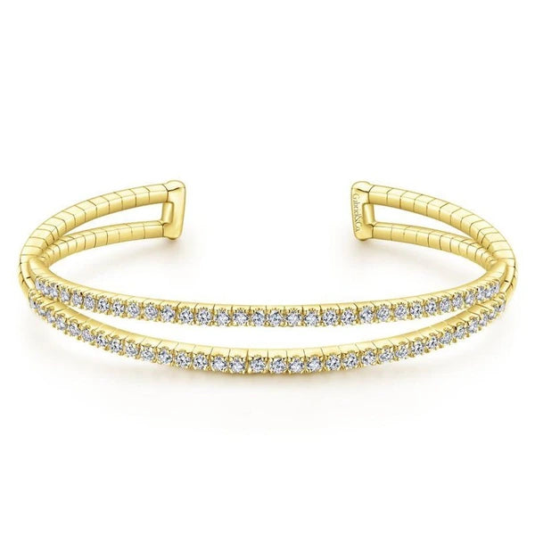 14K Yellow Gold Split Diamond Cuff