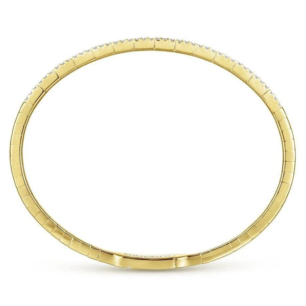 14K Yellow Gold Two Row Diamond Bangle