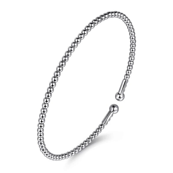 Split 14K White Gold Beaded Bujukan Bangle
