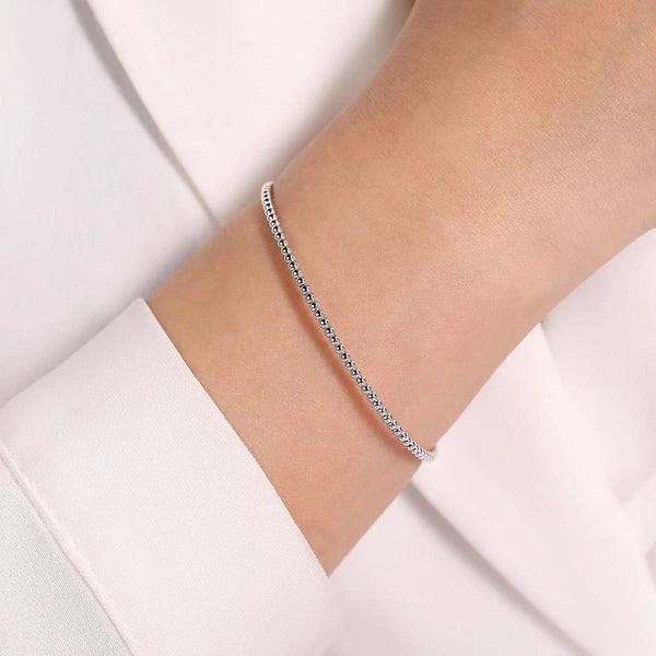 Split 14K White Gold Beaded Bujukan Bangle