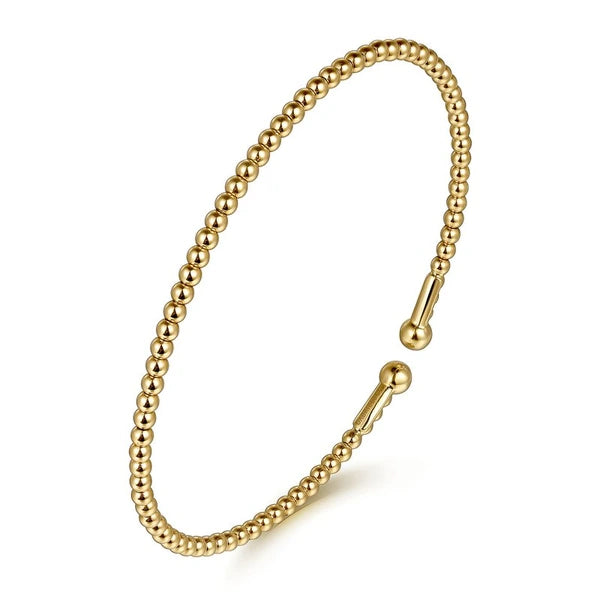 Split 14K Yellow Gold Beaded Bujukan Bangle