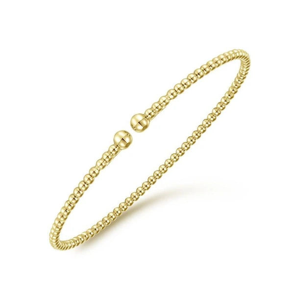 Split 14K Yellow Gold Beaded Bujukan Bangle