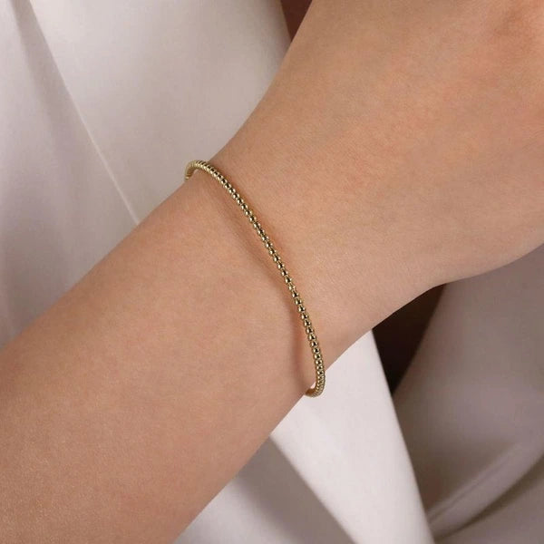 Split 14K Yellow Gold Beaded Bujukan Bangle