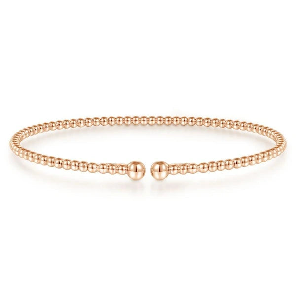 Split 14K Rose Gold Beaded Bujukan Bangle