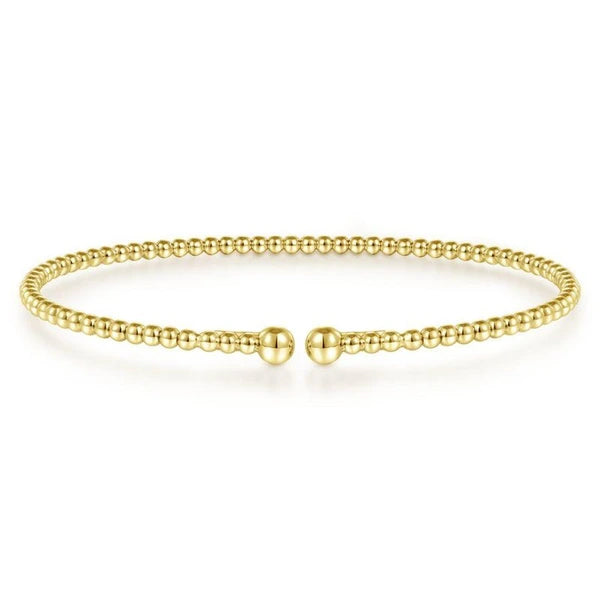 Split 14K Yellow Gold Beaded Bujukan Bangle