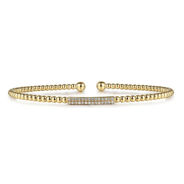 14K Yellow Gold Bujukan Bead Cuff Bracelet with Diamonds