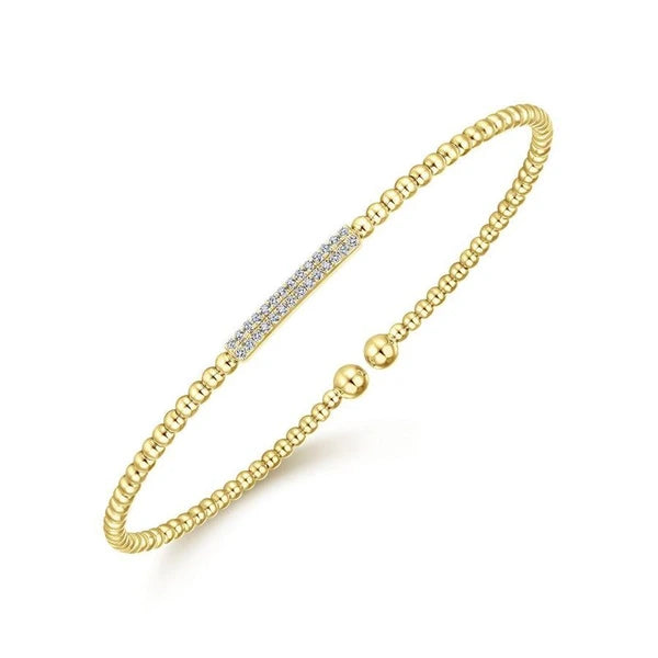 14K Yellow Gold Bujukan Bead Cuff Bracelet with Diamonds