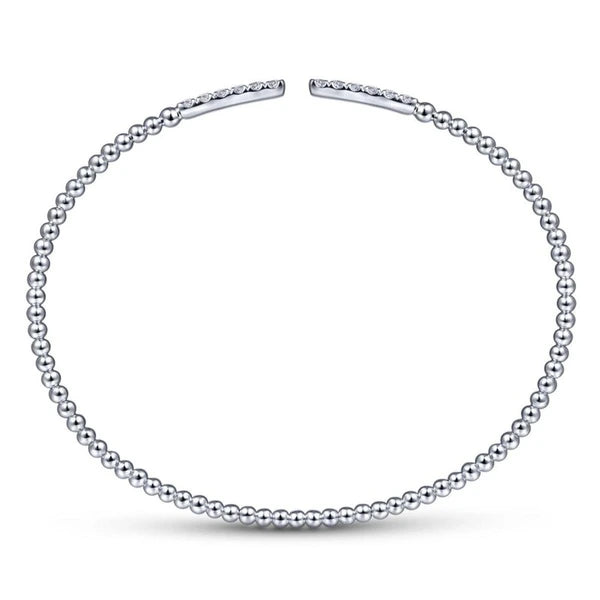 14K White Gold Bujukan Bead Cuff Bracelet with Diamond PavÃ¢Ë†Å¡Ã‚Â© Bars