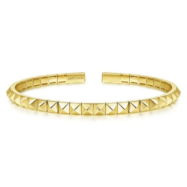 14K Yellow Gold Pyramid Cuff Bracelet