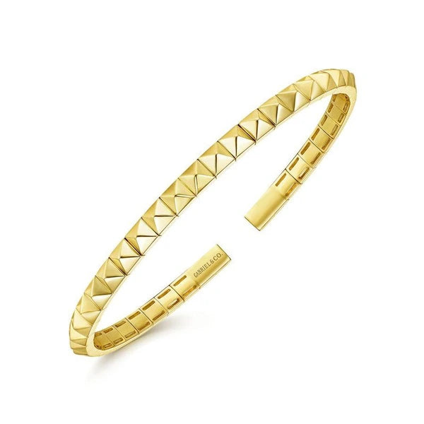 14K Yellow Gold Pyramid Cuff Bracelet