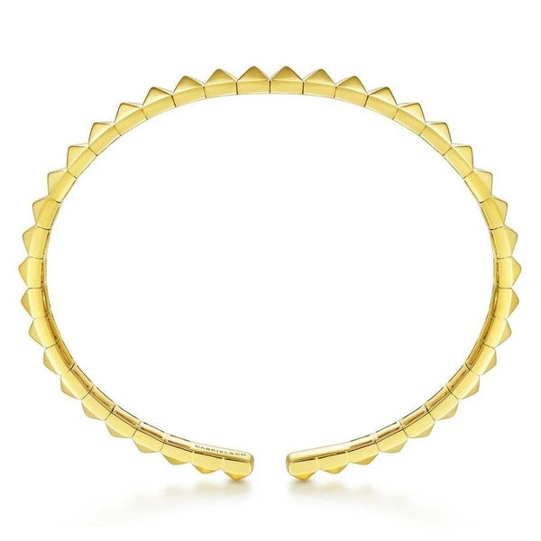 14K Yellow Gold Pyramid Cuff Bracelet