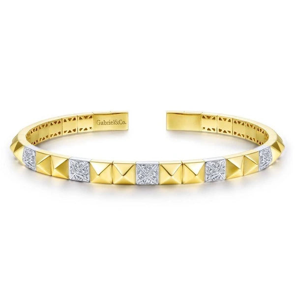 14K White-Yellow Gold Diamond Bangle
