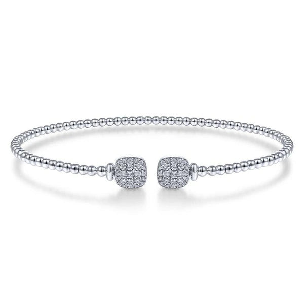 14K White Gold Bujukan Split Cuff Bracelet with e Diamond Squares