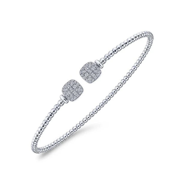 14K White Gold Bujukan Split Cuff Bracelet with e Diamond Squares