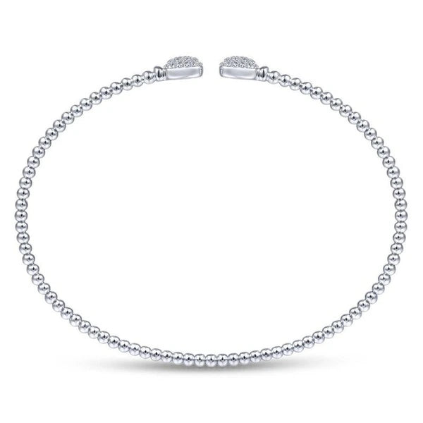 14K White Gold Bujukan Split Cuff Bracelet with e Diamond Squares
