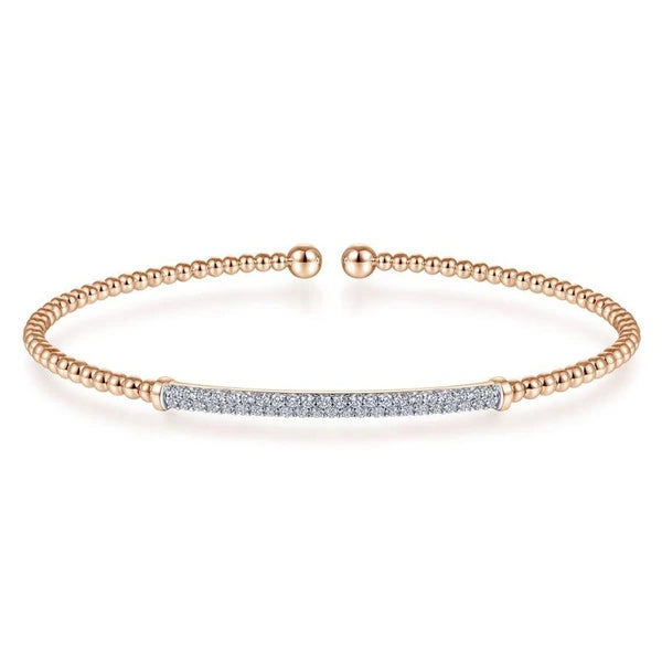 14K Rose Gold Bujukan Split Cuff Bracelet with Diamond e Bar