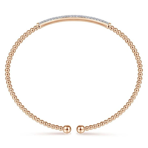 14K Rose Gold Bujukan Split Cuff Bracelet with Diamond e Bar