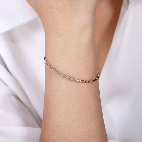 14K Rose Gold Bujukan Split Cuff Bracelet with Diamond e Bar