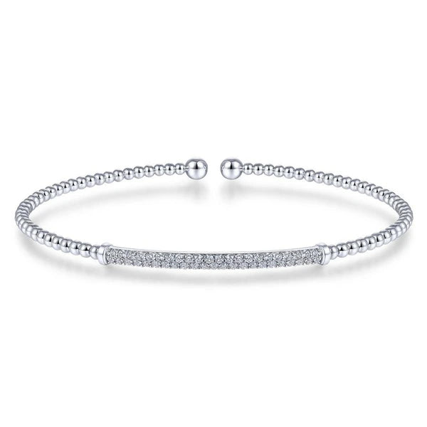 14K White Gold Bujukan Split Cuff Bracelet with Diamond PavÃ¢Ë†Å¡Ã‚Â© Bar