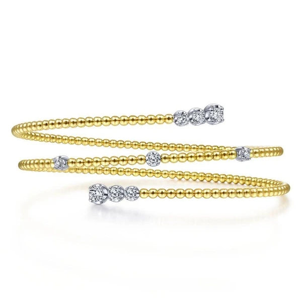 14K White-Yellow Gold Diamond Bangle