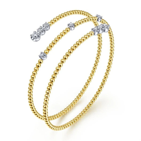 14K White-Yellow Gold Diamond Bangle