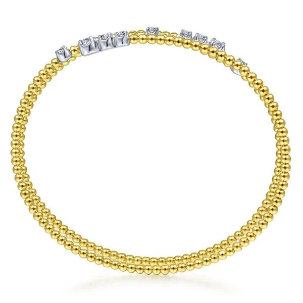 14K White-Yellow Gold Diamond Bangle