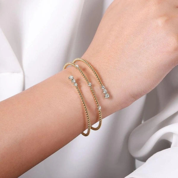 14K White-Yellow Gold Diamond Bangle