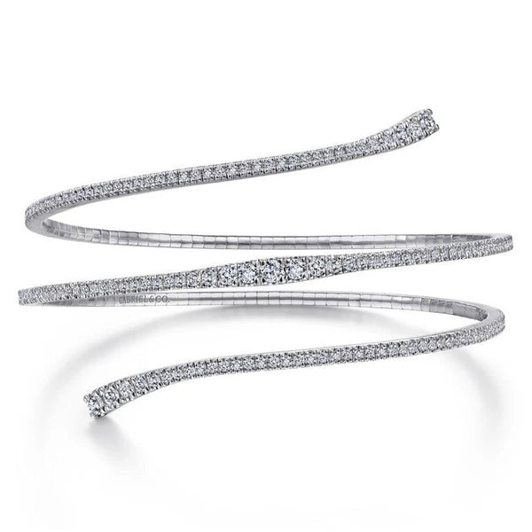 14K White Gold Wraparound Diamond Bangle