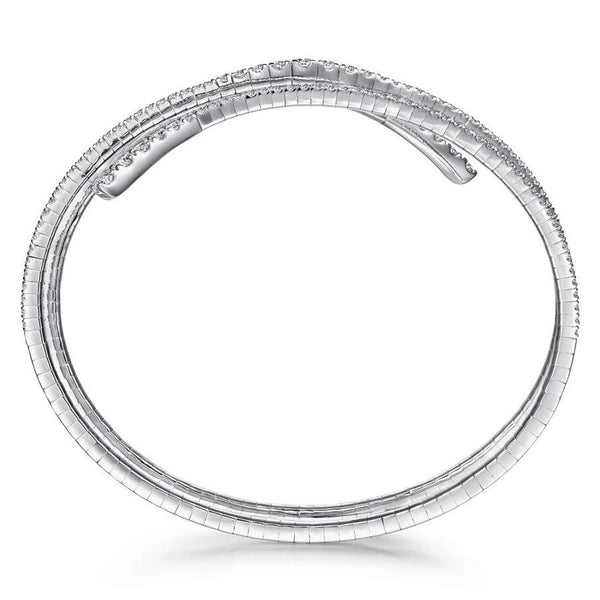 14K White Gold Wraparound Diamond Bangle