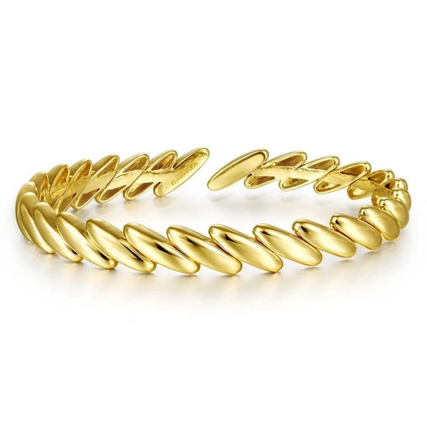 14K Yellow Gold Tilted Bar Cuff Bracelet