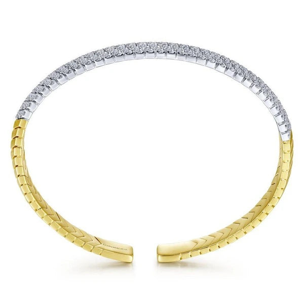14K White-Yellow Gold Diamond Bangle