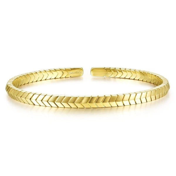14K Yellow Gold Chevron Pattern Cuff Bracelet