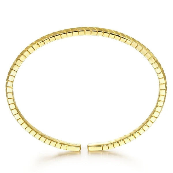 14K Yellow Gold Chevron Pattern Cuff Bracelet