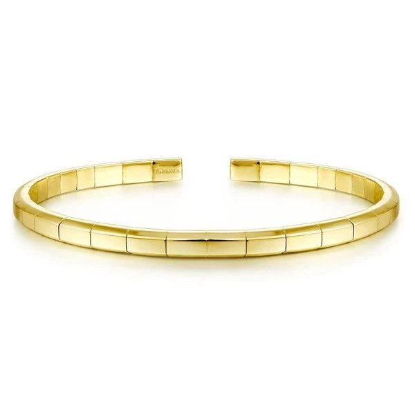14K Yellow Gold Metal Bead Station Cuff Bracelet