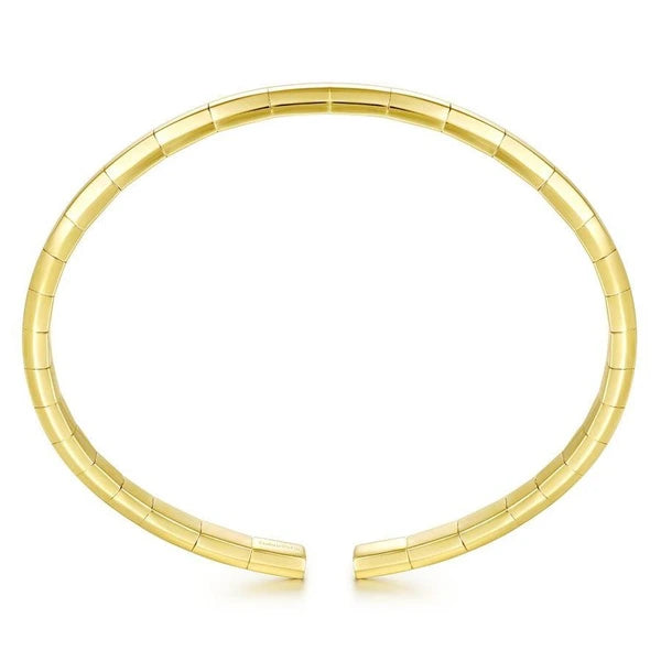 14K Yellow Gold Metal Bead Station Cuff Bracelet