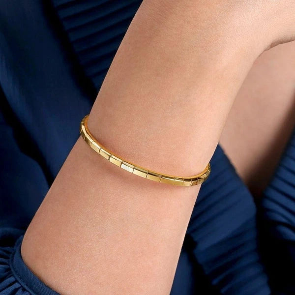 14K Yellow Gold Metal Bead Station Cuff Bracelet