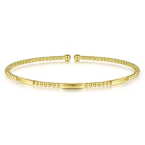 14K Yellow Gold Bujukan Bead Open Bangle