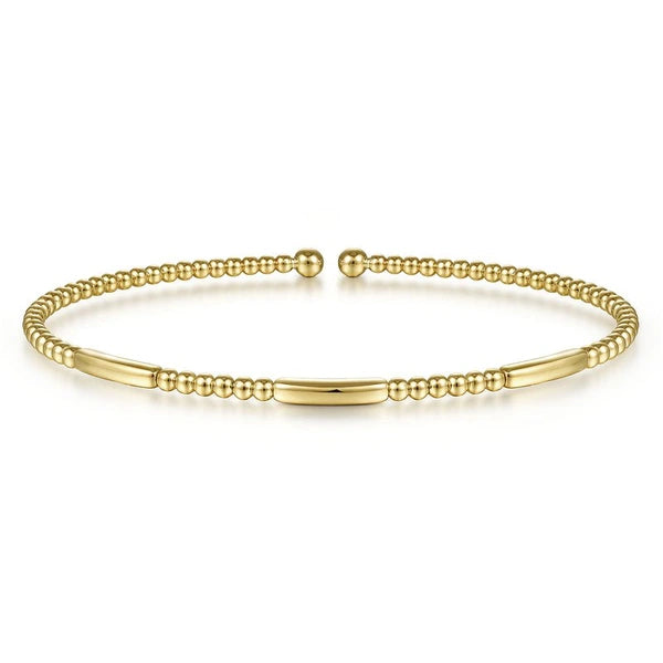 14K Yellow Gold Bujukan Bead Open Bangle