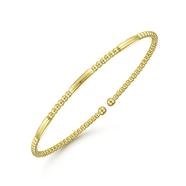 14K Yellow Gold Bujukan Bead Open Bangle